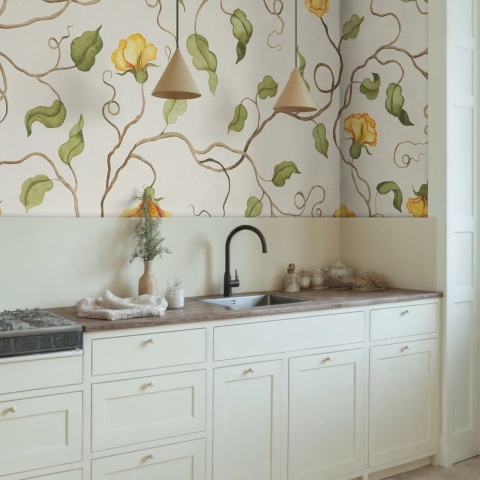 Fototapet, Soft Vines, Yellow, Rebel Walls