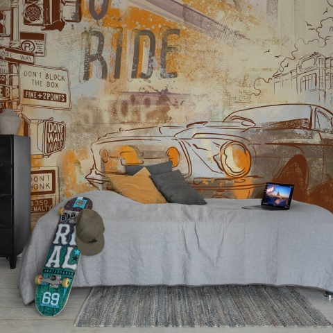 Fototapet, Street Race, Vintage, Rebel Walls