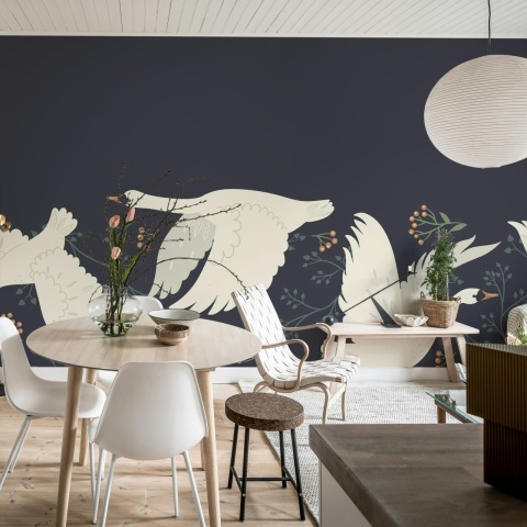 Fototapet, Swan Serenade, Midnight Blue, Rebel Walls - Img 3
