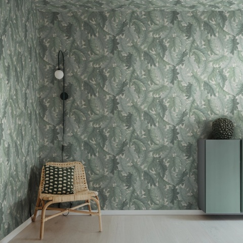 Fototapet, Swirling Fern, Teal, Rebel Walls