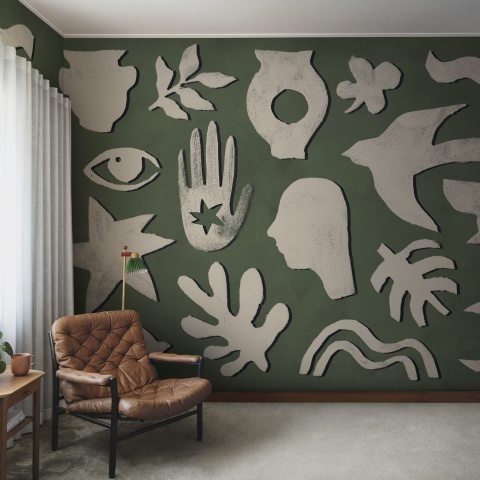 Fototapet, Symbolic, Green &amp; Beige, Rebel Walls - Img 3