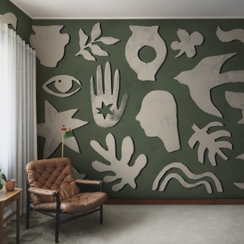 Fototapet, Symbolic, Green &amp; Beige, Rebel Walls - Img 3