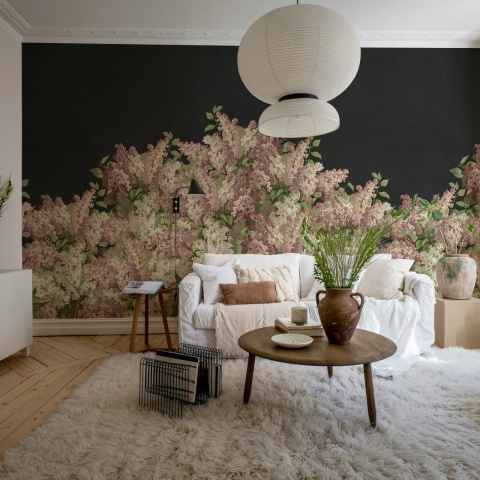 Fototapet, Syringa Flowers, Black, Rebel Walls