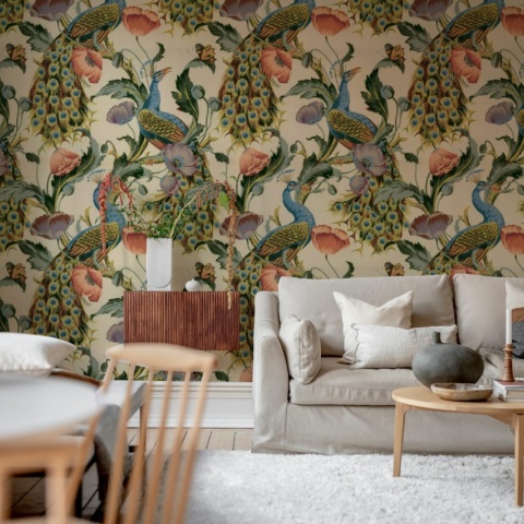 Fototapet, Vintage Peacock, Beige, Rebel Walls