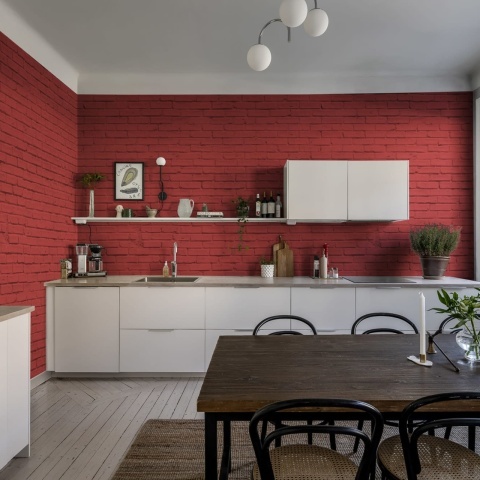 Fototapet, Wall of Bricks, Red, Rebel Walls