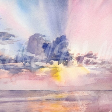 Fototapet, Watercolor Sky, Pink, Rebel Walls - Img 2