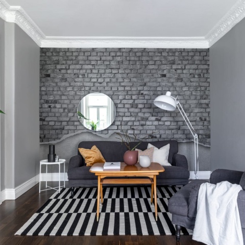 Fototapet, Well-Worn Brick Wall, White, Rebel Walls - Img 3