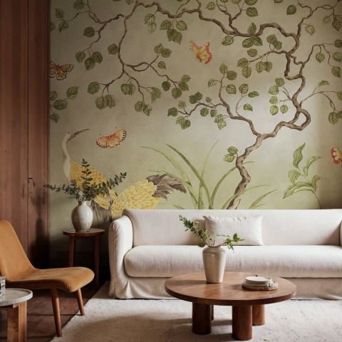 Fototapet, Where Cranes Dream, Green, Rebel Walls
