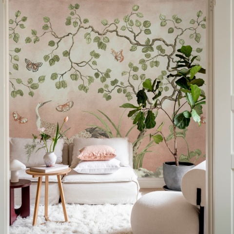 Fototapet, Where Cranes Dream, Pink, Rebel Walls - Img 3