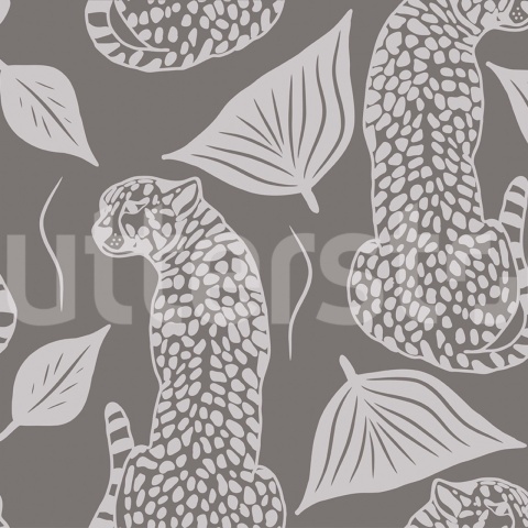 Fototapet, Whimsy Leopard, Gray, Rebel Walls - Img 2