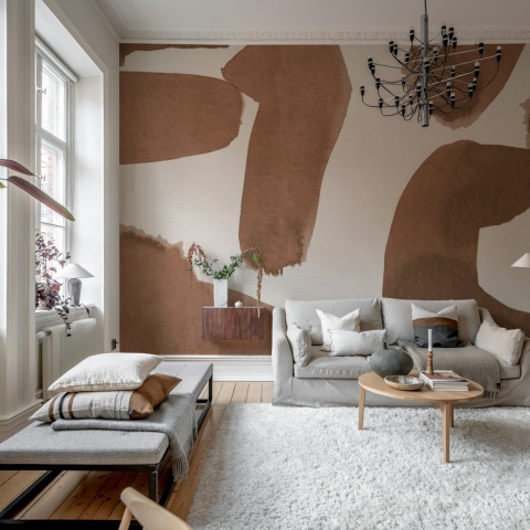 Fototapet, Wiggle Shapes, Mocha Mousse, Rebel Walls