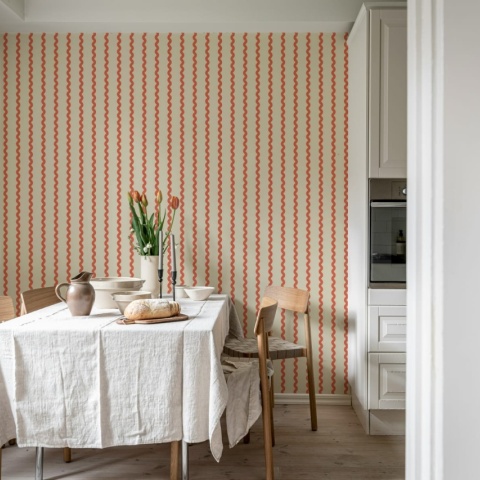 Fototapet, Wobbly Stripe, Red, Rebel Walls - Img 3