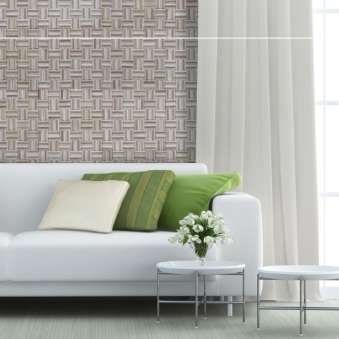 Panou decorativ 3D, Lemn de mango, Limas White Wash, 6 placi 42x42cm, 1.05 mp - Img 5