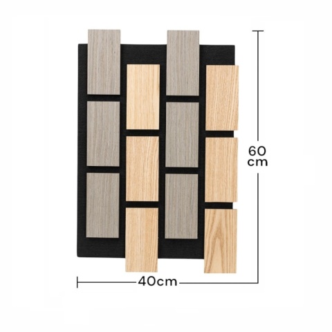 Panou riflaj acustic decorativ, MDF si pasla, AC18, 60x40x2.1cm, Stejar/Gri - Img 5