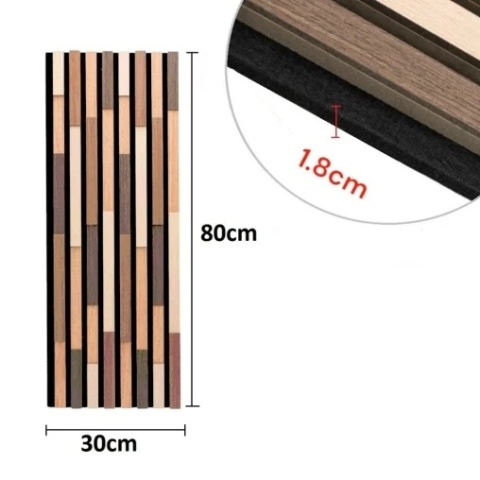 Panou riflaj acustic decorativ, MDF si pasla, AC25, 80x30x1.8cm, Multicolor - Img 6