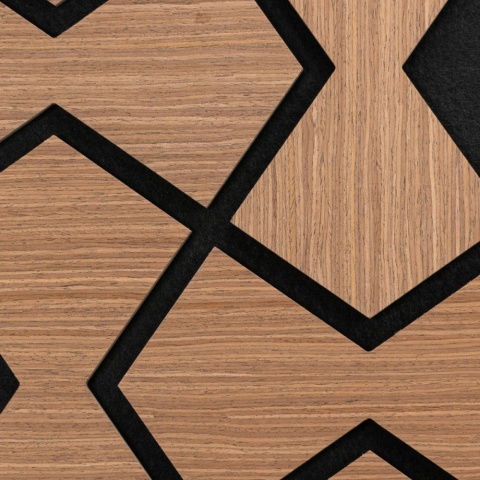 Panou riflaj acustic decorativ, MDF si pasla, AC34, 84.7x48x1.8cm, Stejar inchis - Img 3