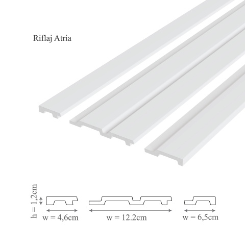 Panou riflaj decorativ 3D din polimer rigid, model Atria - 12.2x1x270 cm - Img 2
