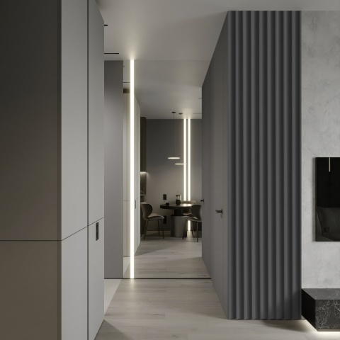 Panou riflaj decorativ 3D Velutto, Shadow Grey, 25x1.3x270 cm - Img 3