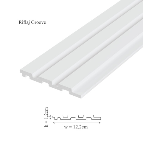Profil dreapta riflaj decorativ 3D, Groove/Moon R, 2.7x1.2x270 cm, Manavi - Img 2