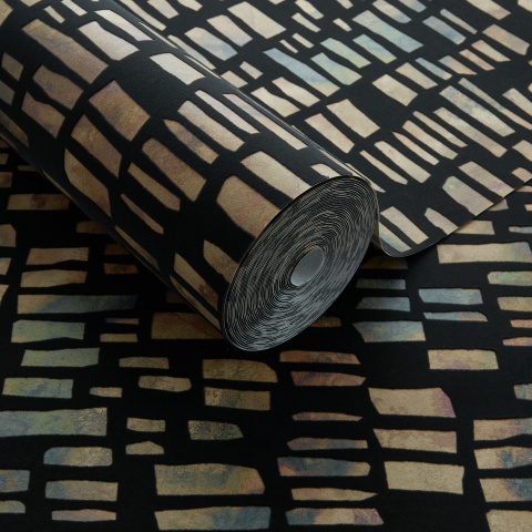 Tapet, Fusion, Bracken Black Luxury Flock, 1838 Wallcoverings, 5.3mp / rola - Img 2