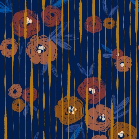 Tapet lavabil Broken Poppies, Blue, TresTintas 5mp / rola - Img 2