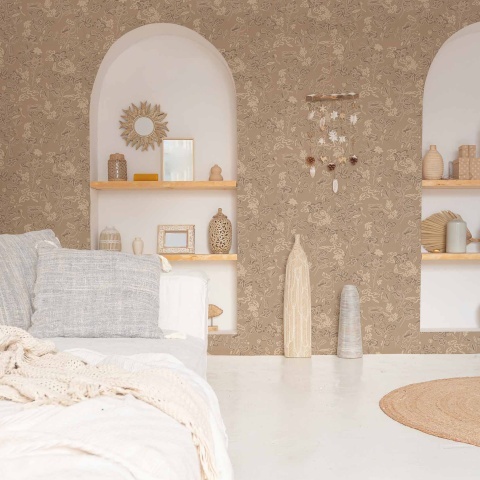 Tapet lavabil Crazy Flowers, Beige, TresTintas 5mp / rola - Img 4