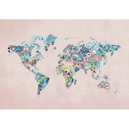 Tapet lavabil Diversity Map, Peach, Coordonne