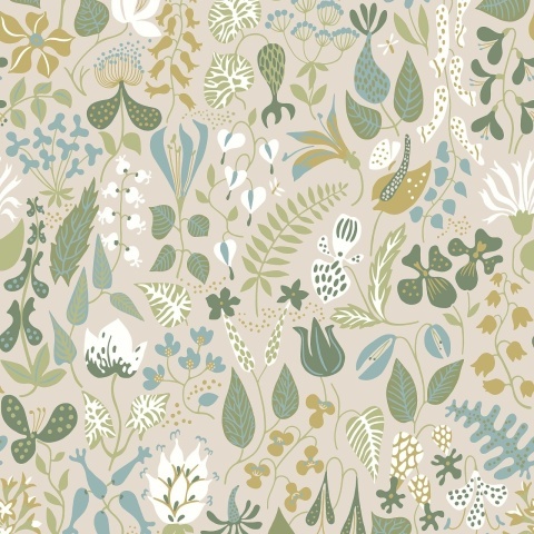 Tapet lavabil, Stig Lindberg Herbarium 1371, 5.3mp / rola - Img 2