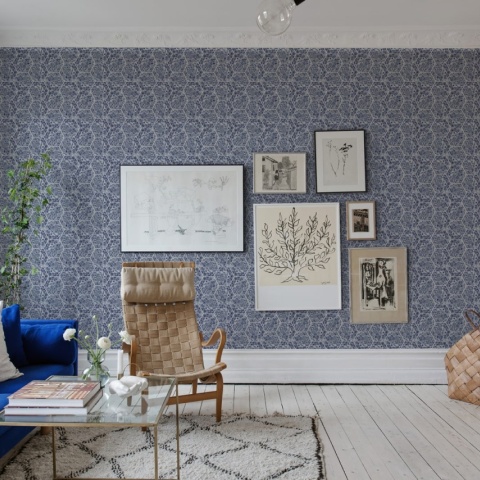 Tapet Marbled Hexagon Tiles, Dark Blue, Rebel Walls, 5 mp / rola