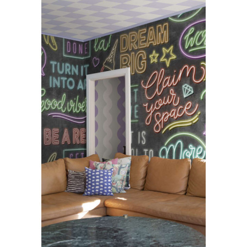 Tapet Neon Vibes, Graphite, Rebel Walls