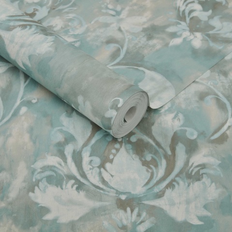 Tapet, Ornamenta, Aqua Green Luxury Damask, 1838 Wallcoverings, 5.3mp / rola - Img 2