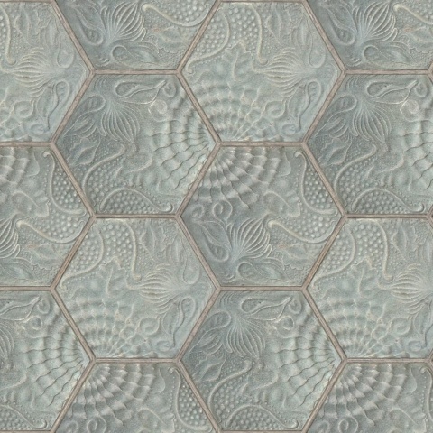 Tapet personalizabil Hexagon Tiles, Jade, Rebel Walls, 5 mp / rola - Img 2