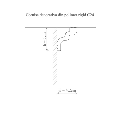 Cornisa polimer rigid, Manavi, C24 - 5x4.2x200 cm - Img 2