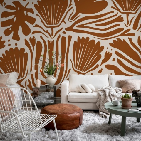 Fototapet, Abstract Blossoms, Terracotta, Rebel Walls