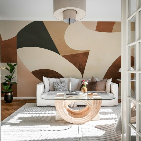 Fototapet, Abstract Curves, Brown, Rebel Walls