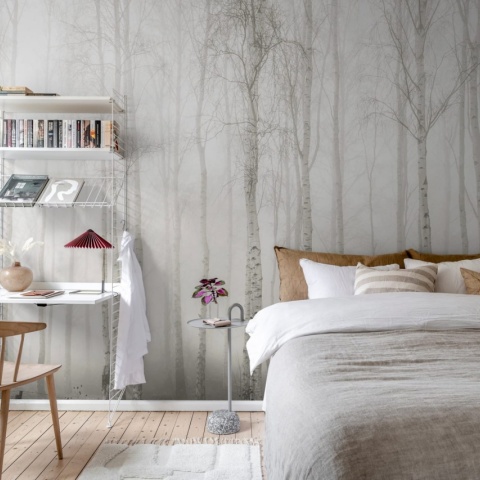 Fototapet, Birch Fog, White, Rebel Walls - Img 3