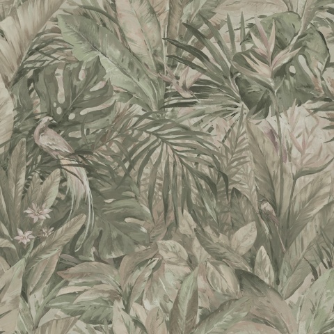 Fototapet, Birds in the Jungle, Light Green, Rebel Walls - Img 2