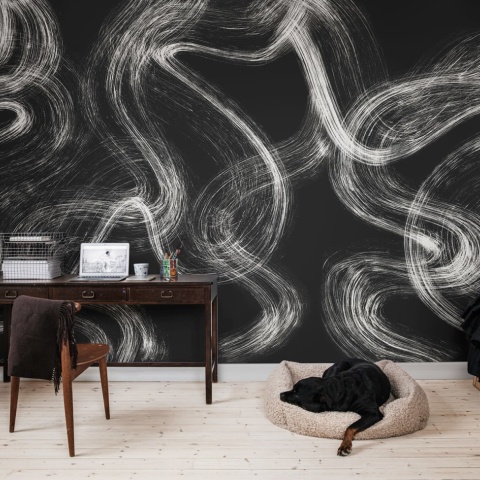 Fototapet, Blurry Stripes, Black, Rebel Walls