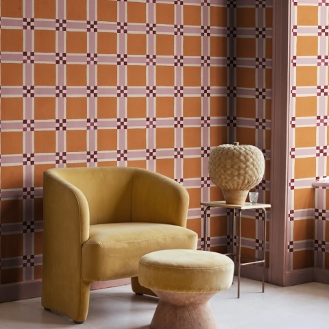 Fototapet, Bold Grid, Orange, Rebel Walls