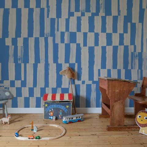 Fototapet, Broken Stripes, Blue, Rebel Walls