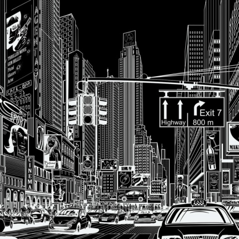 Fototapet, Cartoon City, Black, Rebel Walls - Img 2