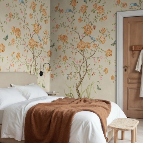 Fototapet, Chinoiserie Botanica, Yellow, Rebel Walls