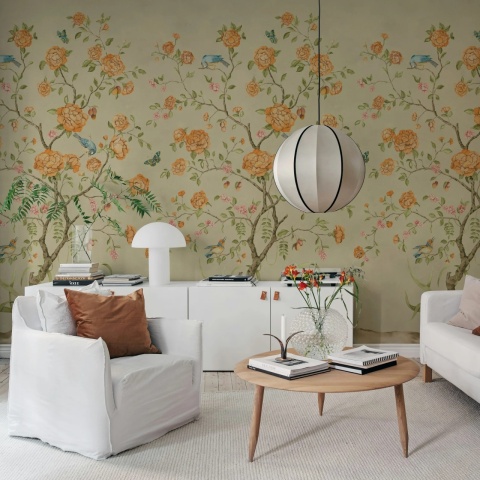 Fototapet, Chinoiserie Botanica, Yellow, Rebel Walls - Img 3