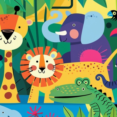 Fototapet copii, Jungle Animals 006 - Img 2