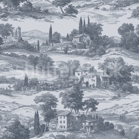 Fototapet, Countryside Toile, Oxford Blue, Rebel Walls - Img 2