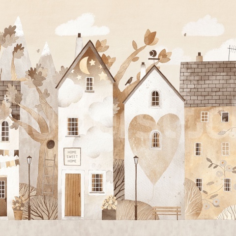 Fototapet, Cute Village, Autumn, Rebel Walls - Img 2