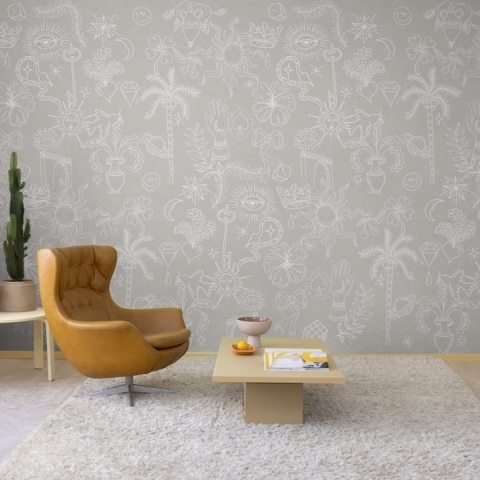 Fototapet, Doodle, Beige, Rebel Walls - Img 3