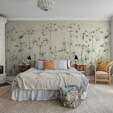 Fototapet, Dreamy Meadow, Blue, Rebel Walls