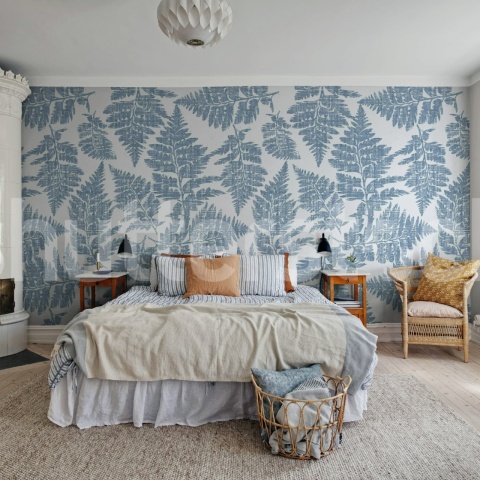 Fototapet, Fern Print, Blue, Rebel Walls