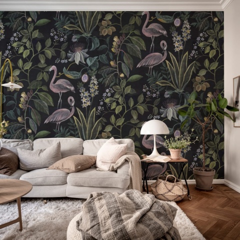 Fototapet, Flamingo Paradise, Midnight, Rebel Walls
